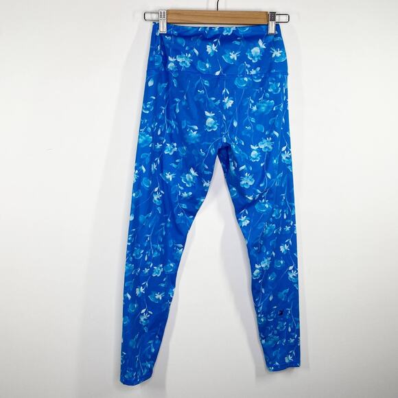 Glyder Blue Floral Print Pull On Stretch Active Leggings Women's Size Small S - Picture 3 of 9
